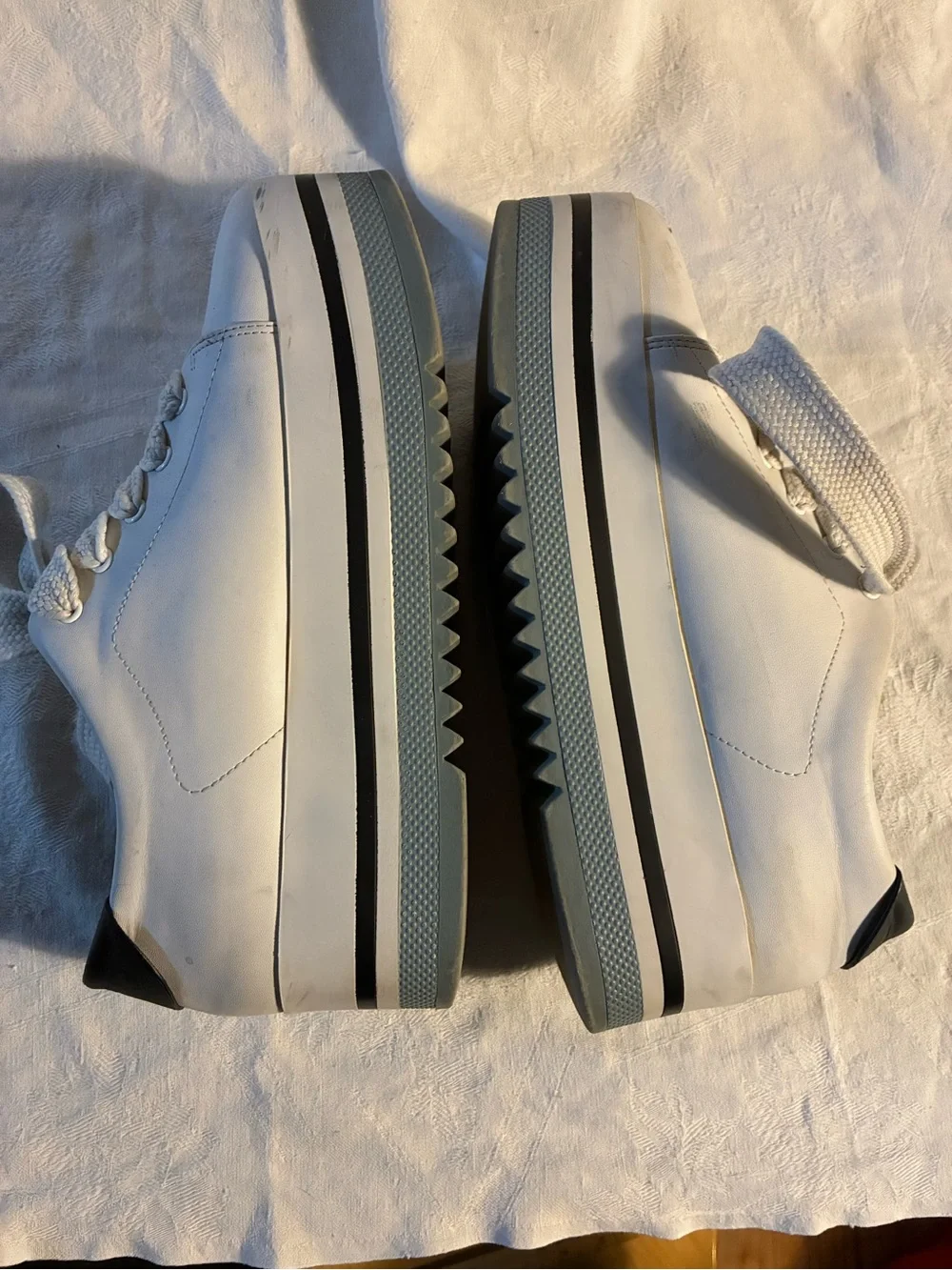 Zara Women White/Navy Sneakers Platform Sneakers